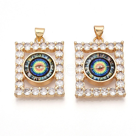 Brass Micro Pave Clear Cubic Zirconia Pendants for Women KK-T070-91A-04-1