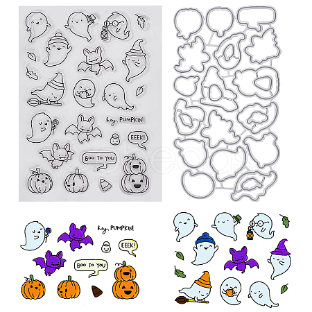 1Pc Halloween Theme PVC Plastic Clear Stamps DIY-CP0008-83-1