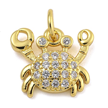 Marine Theme Rack Plating Brass Micro Pave Cubic Zirconia Pendants X-KK-I718-28G-02-1