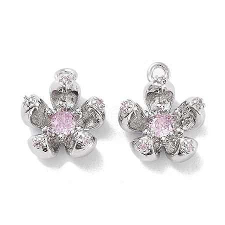 Brass Micro Pave Cubic Zirconia Charms KK-F871-34P-1