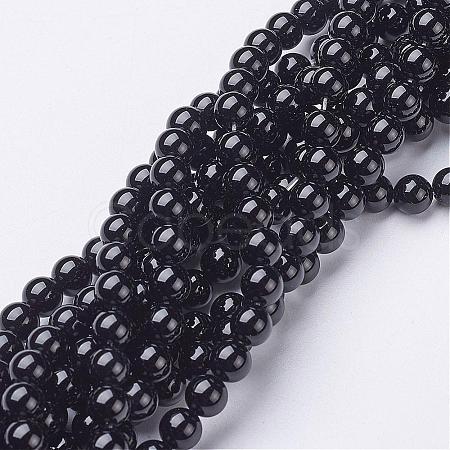 Natural Black Onyx Round Beads Strands GSR6mmC097-1