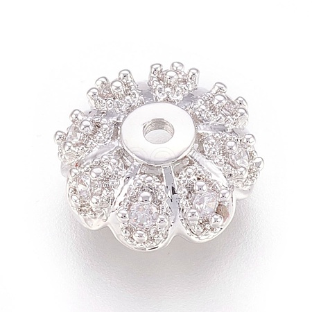 Multi-Petal Brass Micro Pave Cubic Zirconia Bead Caps ZIRC-F088-038P-1