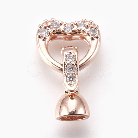 Brass Micro Pave Cubic Zirconia Fold Over Clasps KK-P164-07RG-1