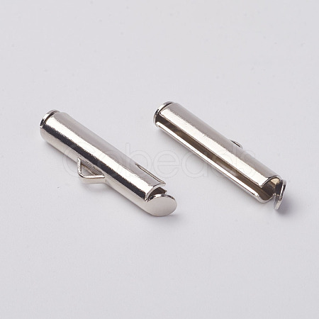Brass Slide On End Clasp Tubes KK-P031-09P-1
