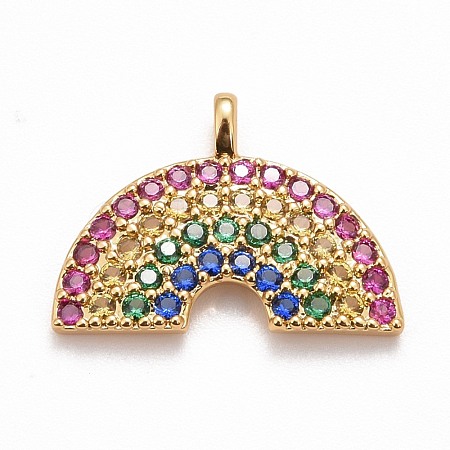Rack Plating Brass Micro Pave Colorful Cubic Zirconia Pendants KK-M229-20G-1