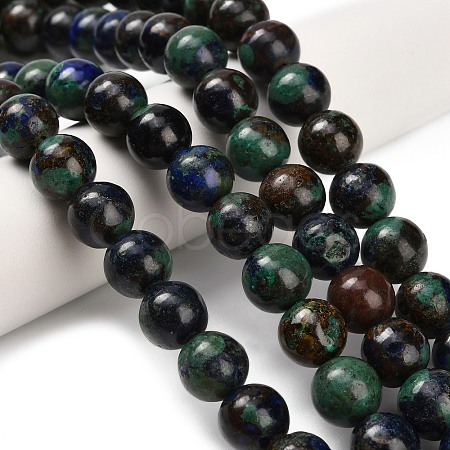 Natural Azurite Beads Strands G-Z110-C05-10mm-1