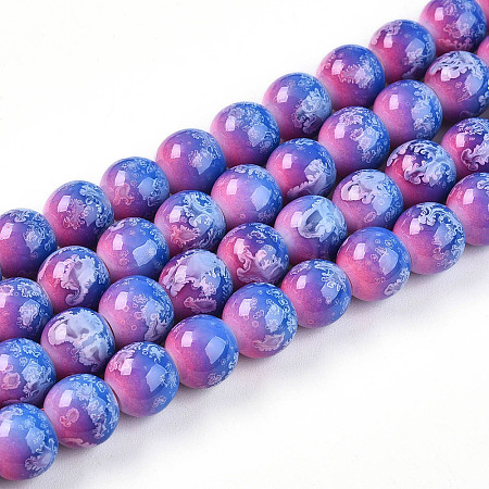 Baking Paint Glass Beads Strands X-DGLA-N008-8mm-02-1