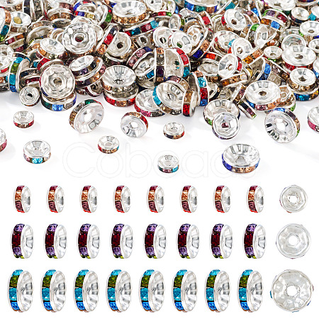 300Pcs 3 Styles Rondelle Brass Rhinestone Spacer Beads RB-TA0001-33P-1