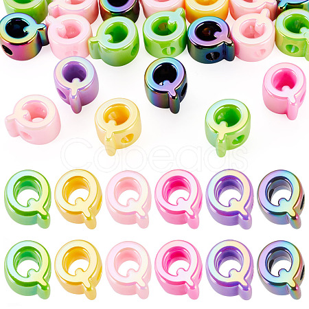 20Pcs UV Plating Opaque Acrylic European Beads OACR-TADJ0001-16Q-1