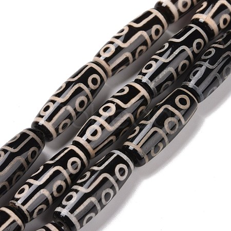 Tibetan Style 9-Eye dZi Beads Strands TDZI-G010-P01-1