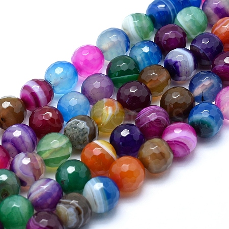 Natural Striped Agate/Banded Agate Beads G-J371-06-8mm-1