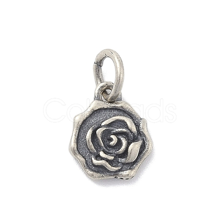 925 Sterling Silver Flower Charms with Jump Rings and 925 Stamp STER-M021-02AS-02-1