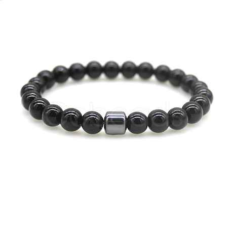 Natural Obsidian Round Beaded Stretch Bracelets for Men Women FS-WG77712-09-1
