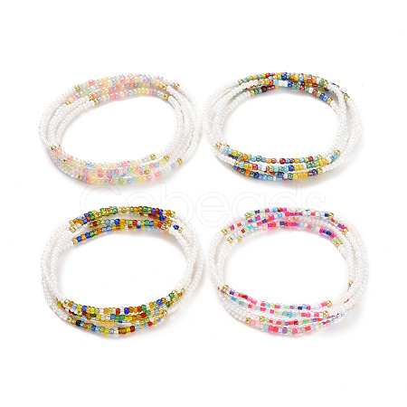 Glass Seed Beaded Elastic Waist Bead Chains NJEW-C00021-1