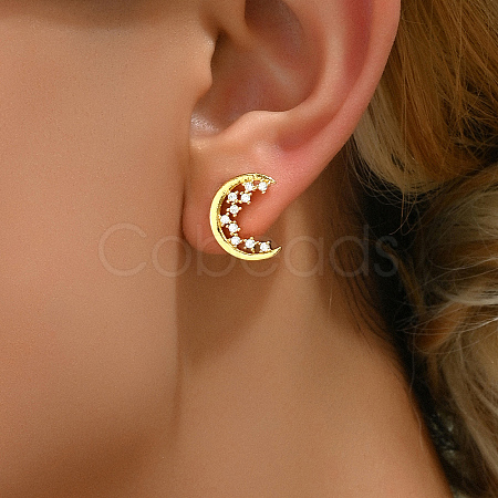 Fashionable Moon Brass Stud Earrings LQ5104-1