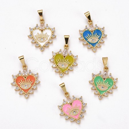 Brass Clear Cubic Zirconia Pendants ZIRC-J025-67G-1