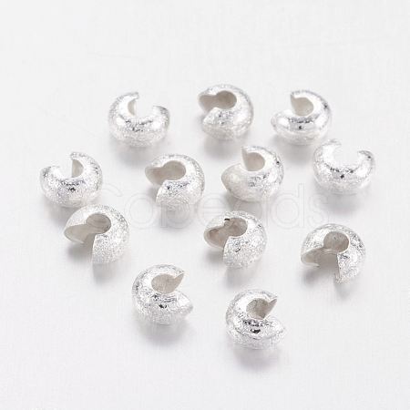 Brass Crimp Beads Covers X-KK-G016-S-NF-1