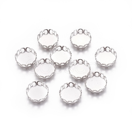 Tarnish Resistant 316 Surgical Stainless Steel Lace Edge Bezel Cups X-STAS-I118-07P-01-1