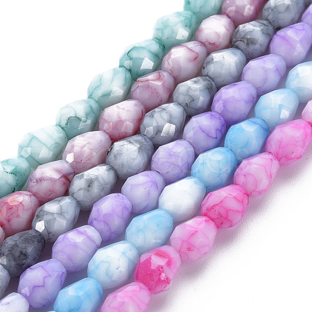 Opaque Baking Paint Glass Beads Strands EGLA-N006-007-1