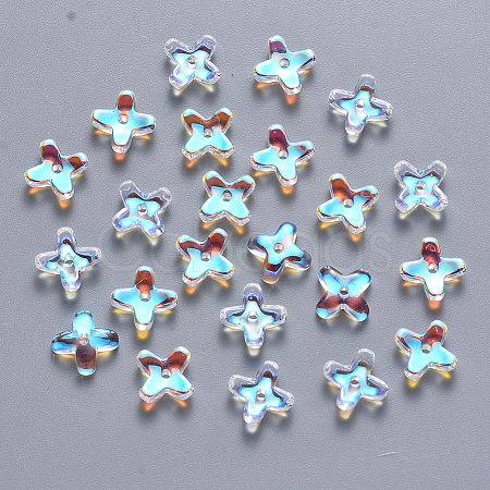 Transparent Spray Painted Glass Beads GLAA-YW0003-10-1