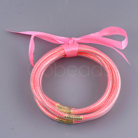 PVC Plastic Buddhist Bangle Sets BJEW-T008-09K-1