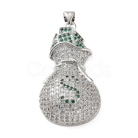Brass Micro Pave Clear and Green Cubic Zirconia Pendants KK-H279-02P-1