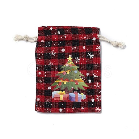 Christmas Theme Rectangle Jute Bags with Jute Cord LS-ABAG-E006-01A-1