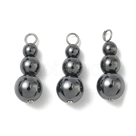Synthetic Non-magnetic Hematite Round Beaded Pendants PALLOY-JF02867-05-1