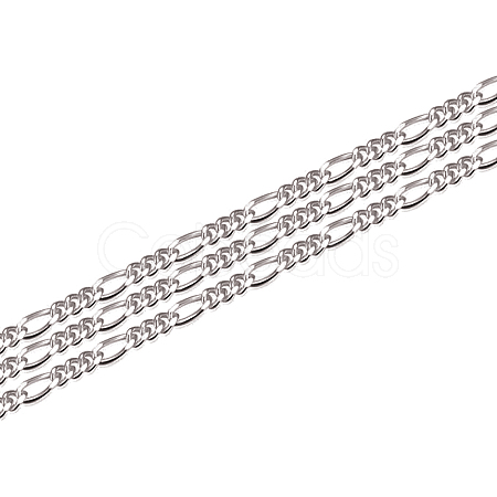 Anti-Tarnish Rhodium Plated 925 Sterling Silver Figaro Chain STER-WH0011-03P-1