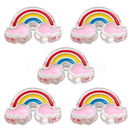 5Pcs Transparent Acrylic Enamel Beads OACR-YW0001-31A-1