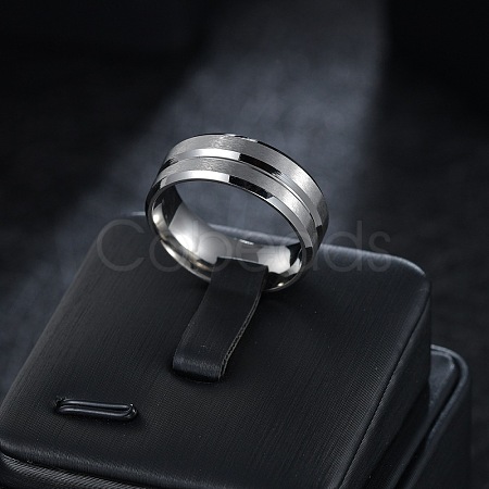 Grooved 201 Stainless Steel Finger Rings for Men WG2ADDA-05-1