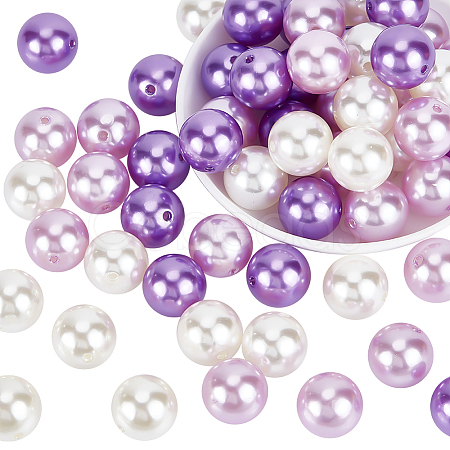 60Pcs 3 Colors Resin Imitation Pearl Beads RESI-PH0001-93-1