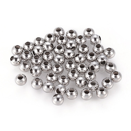 Non-Tarnish 304 Stainless Steel Round Seamed Beads A-STAS-R032-4mm-1
