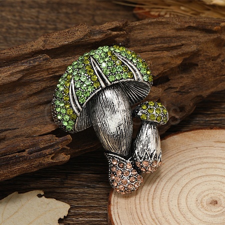 Mushroom Rhinestone Brooch Pin PW-WGEBA46-02-1