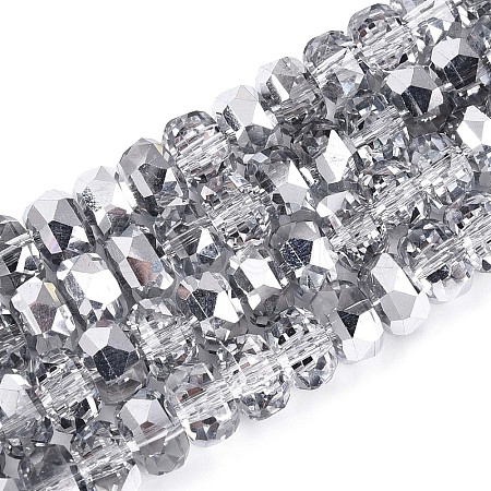Electroplate Transparent Glass Beads Strands X-EGLA-N022-04A-C01-1