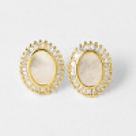 Brass Pave Clear Cubic Zirconia Stud Earrings WGC4035-01-1