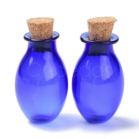 Oval Glass Cork Bottles Ornament AJEW-O032-03B-1