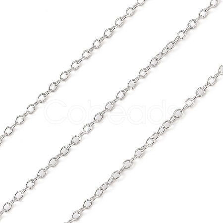Anti-Tarnish Rhodium Plated 925 Sterling Silver Cable Chains STER-E072-02P-01-1