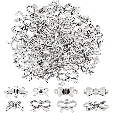 80Pcs 8 Styles Tibetan Style Zinc Alloy Connector Charms FIND-DC0007-21-1