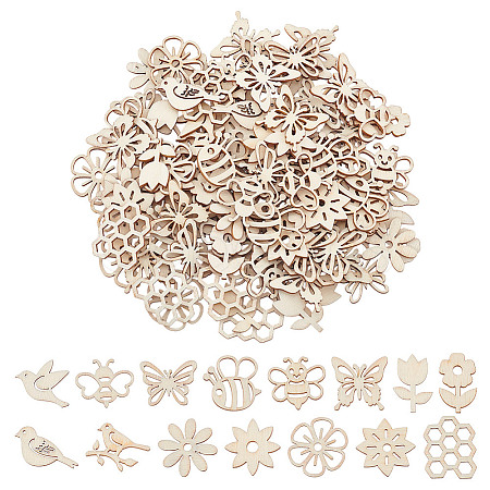 150Pcs Unfinished Wood Cutouts DIY-GO0002-73-1