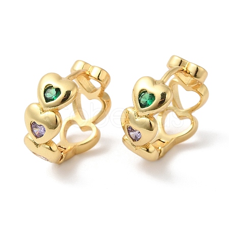 Cubic Zirconia Heart Wrap Hoop Earrings EJEW-G348-07G-1