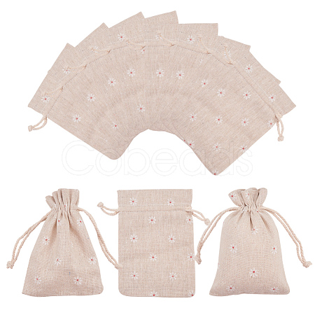 Polycotton(Polyester Cotton) Packing Pouches Drawstring Bags X-ABAG-T004-10x14-01-1