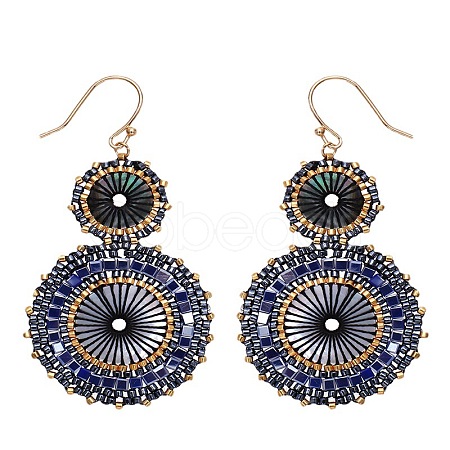 Glass Seed Braided Dangle Earrings for Women FIND-PW0024-17A-1