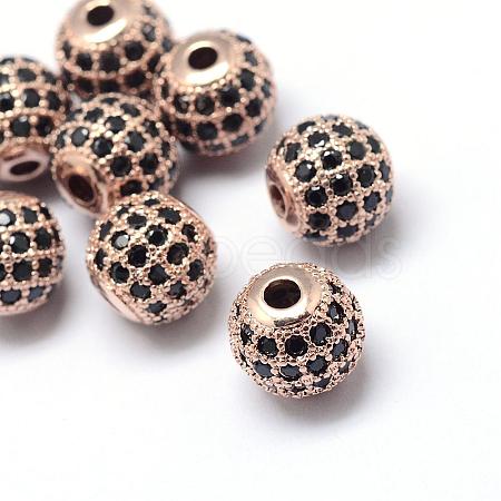Rack Plating Brass Cubic Zirconia Beads ZIRC-S001-10mm-B01-1
