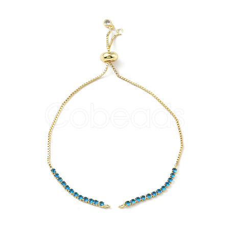 Brass Micro Pave Cubic Zirconia Box Chain Slider Bracelet Makings KK-P233-10G-01-1