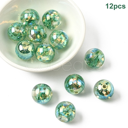 12Pcs Transparent Inner Flower Acrylic Beads RESI-YW0004-86F-1