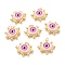 Brass Acrylic Pendants, Real 18K Gold Plated, Evil Eye, Hot Pink, 17x20x7mm, Hole: 3.4mm