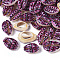 Printed Natural Cowrie Shell Beads, No Hole/Undrilled, with Triangle Pattern, Purple, 18~21x12~15x7mm