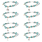 ANATTASOUL 8Pcs 8 Style Synthetic Turquoise Starfish & Seed & Resin Beaded Double Layer Multi-strand Anklets Set, Tortoise & Shell & Whale Tail Shape Alloy Charms Ocean Anklets for Women, Turquoise, 9-5/8~10 inch(24.3~25.4cm), 1Pcs/style