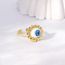 Evil Eye Stainless Steel Open Cuff Rings for Women, Golden, Oval, No Size